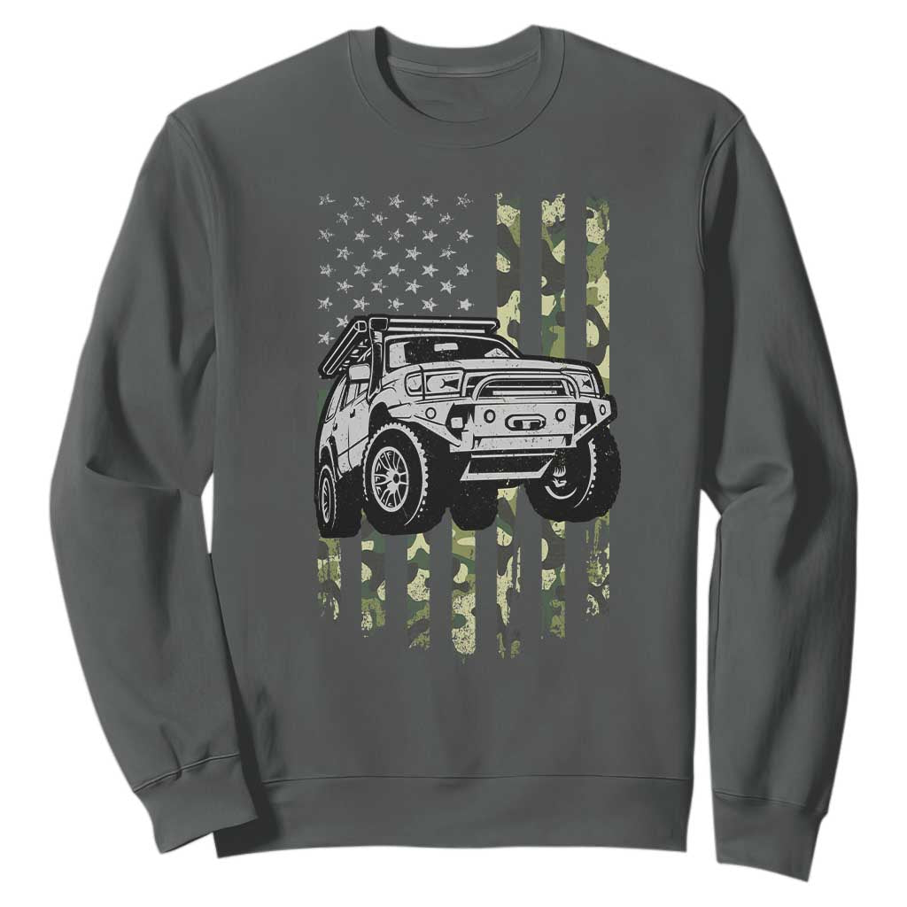 Camouflage American Flag UTV Side By Side SXS Off Road Car Sweatshirt TS11 Dark Heather Print Your Wear