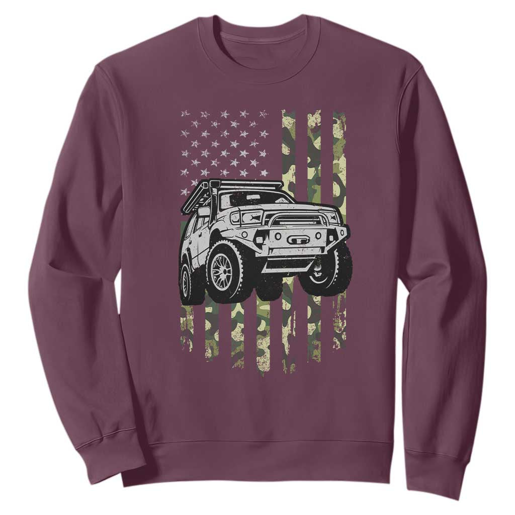 Camouflage American Flag UTV Side By Side SXS Off Road Car Sweatshirt TS11 Maroon Print Your Wear