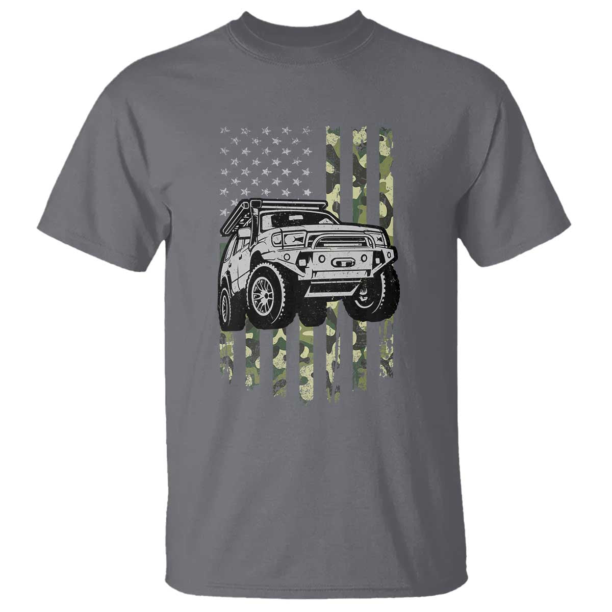 Camouflage American Flag UTV Side By Side SXS Off Road Car T Shirt TS11 Charcoal Print Your Wear