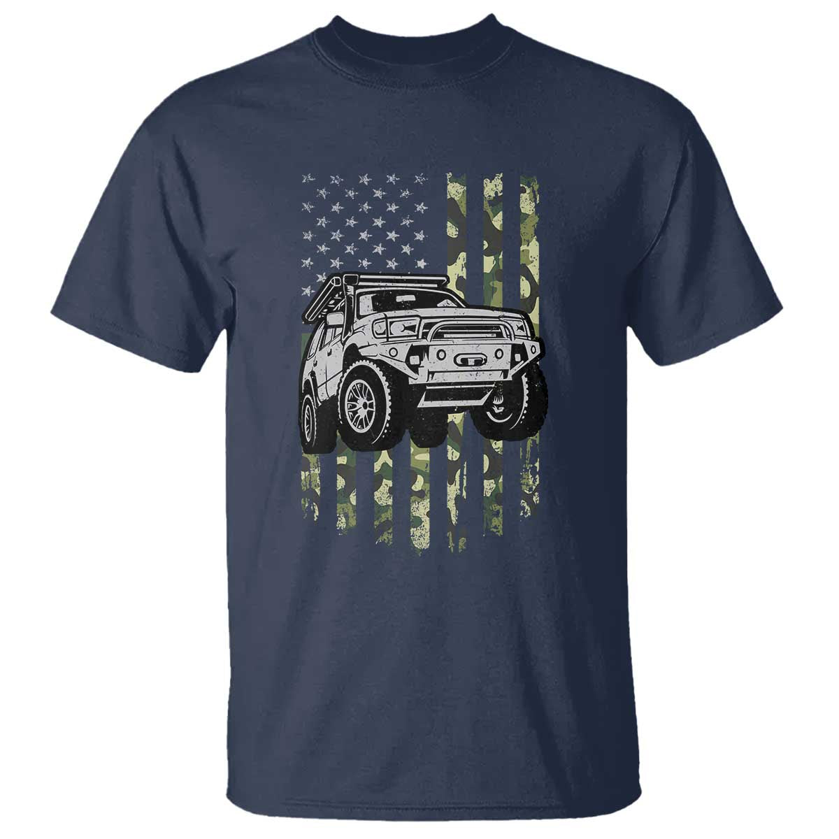Camouflage American Flag UTV Side By Side SXS Off Road Car T Shirt TS11 Navy Print Your Wear