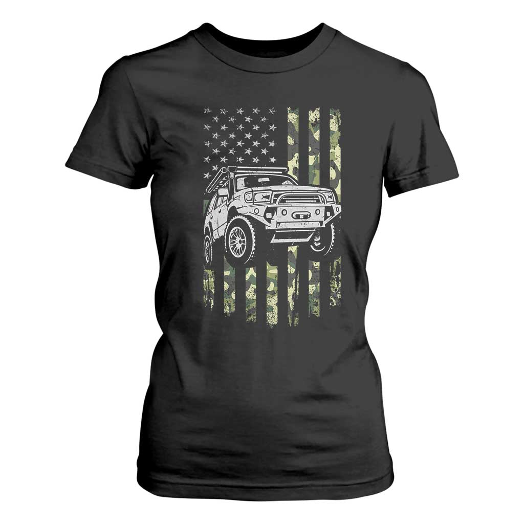 Camouflage American Flag UTV Side By Side SXS Off Road Car T Shirt For Women TS11 Black Print Your Wear