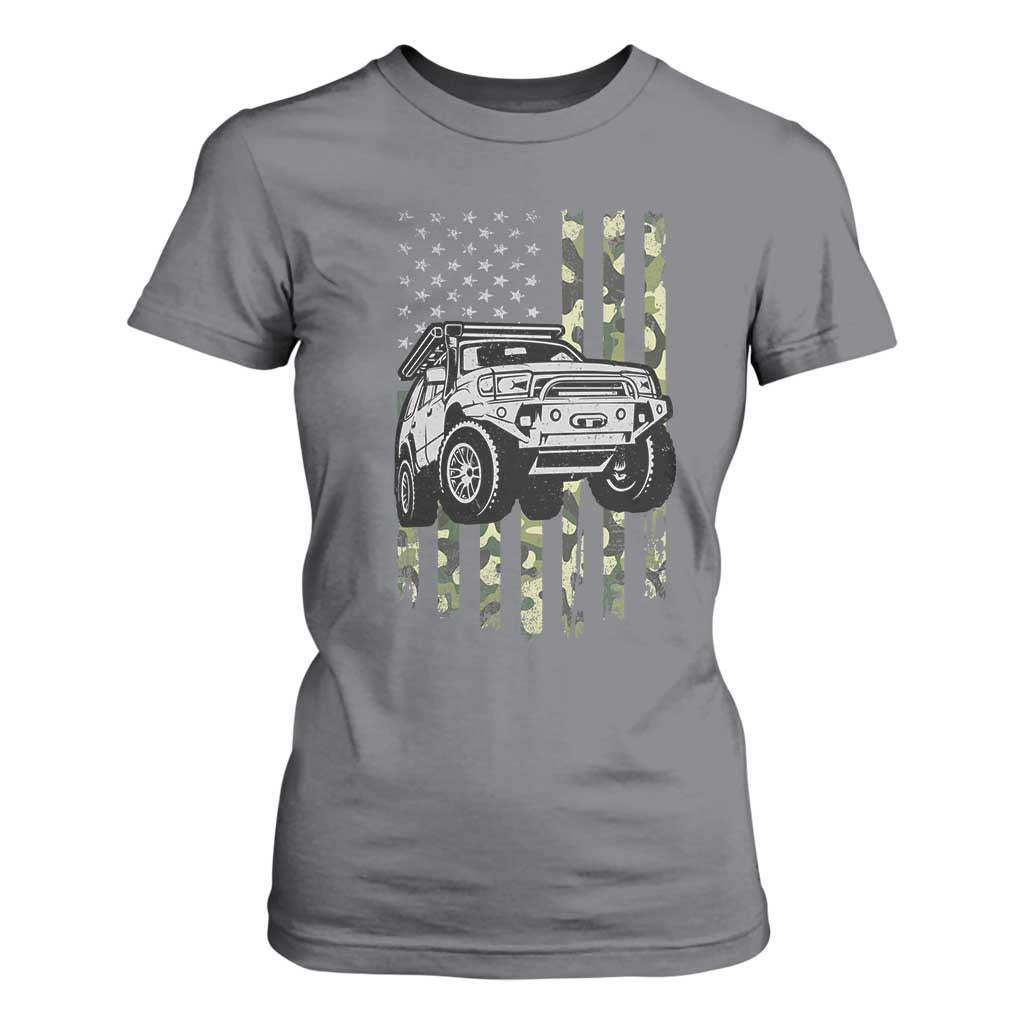 Camouflage American Flag UTV Side By Side SXS Off Road Car T Shirt For Women TS11 Charcoal Print Your Wear