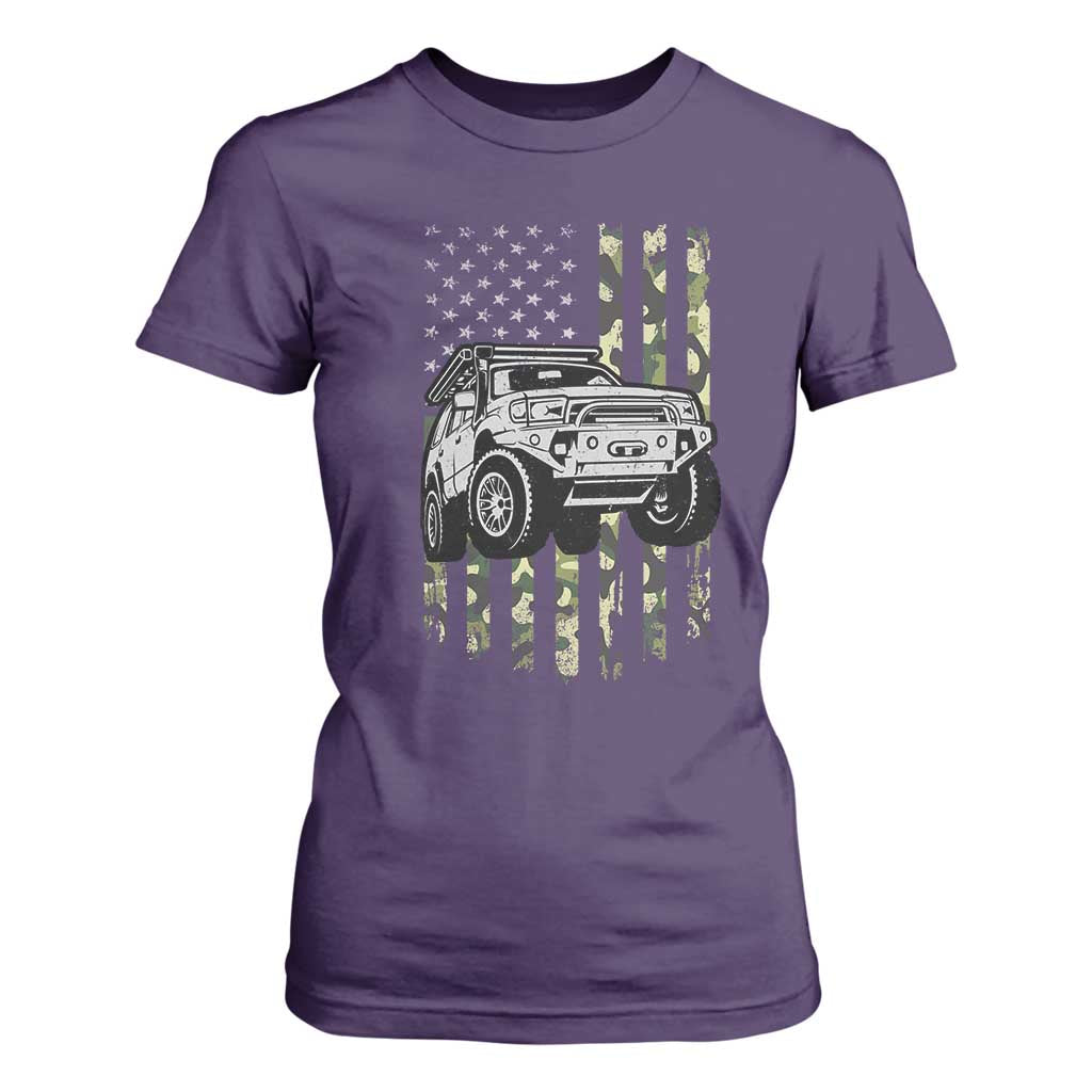 Camouflage American Flag UTV Side By Side SXS Off Road Car T Shirt For Women TS11 Purple Print Your Wear