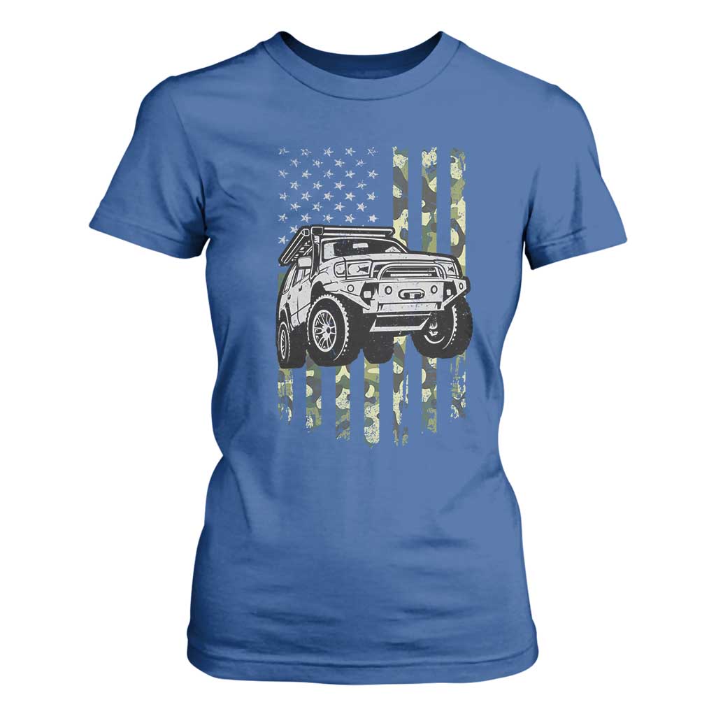 Camouflage American Flag UTV Side By Side SXS Off Road Car T Shirt For Women TS11 Royal Blue Print Your Wear