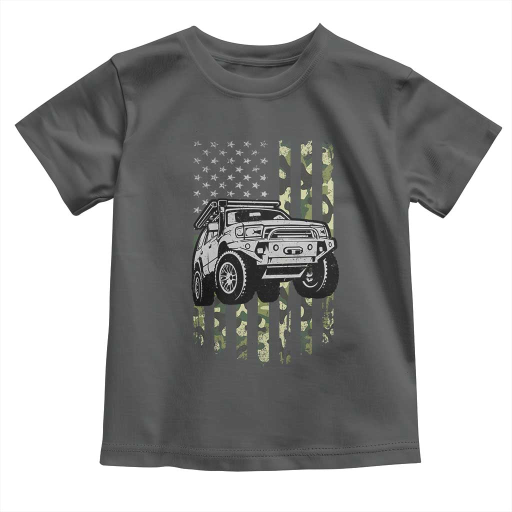 Camouflage American Flag UTV Side By Side SXS Off Road Car Toddler T Shirt TS11 Dark Heather Print Your Wear