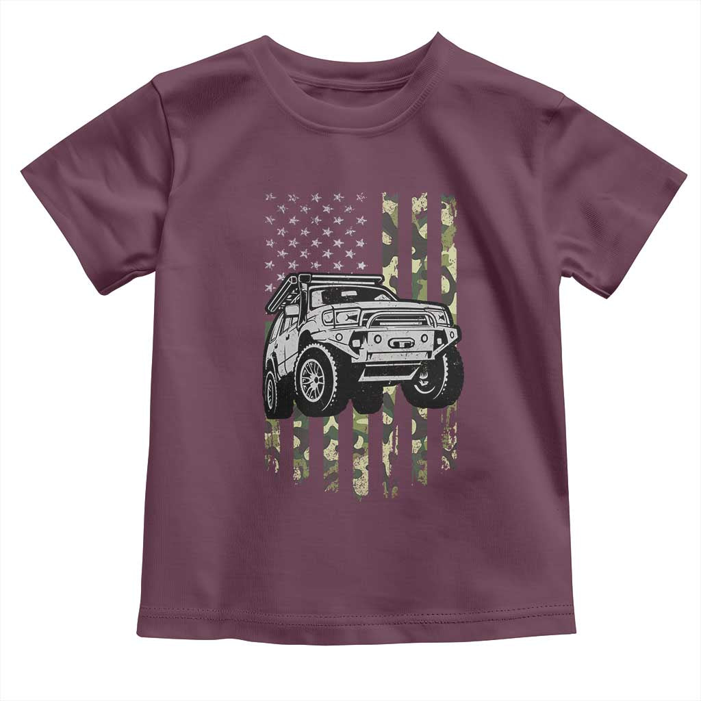 Camouflage American Flag UTV Side By Side SXS Off Road Car Toddler T Shirt TS11 Maroon Print Your Wear