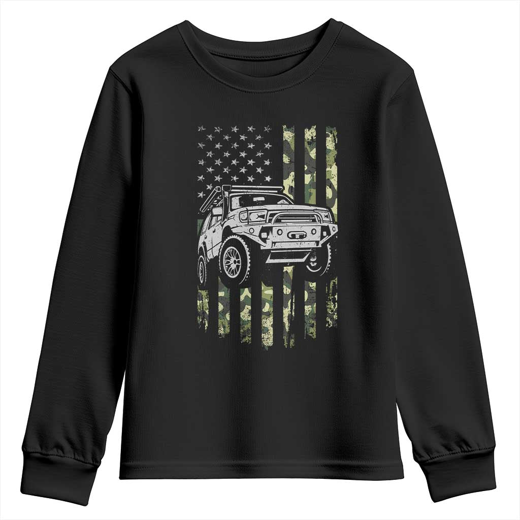 Camouflage American Flag UTV Side By Side SXS Off Road Car Youth Sweatshirt TS11 Black Print Your Wear