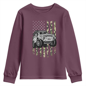 Camouflage American Flag UTV Side By Side SXS Off Road Car Youth Sweatshirt TS11 Maroon Print Your Wear