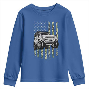 Camouflage American Flag UTV Side By Side SXS Off Road Car Youth Sweatshirt TS11 Royal Blue Print Your Wear