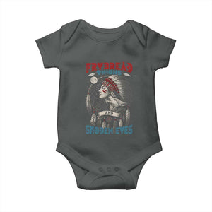 Native American Women Baby Onesie Frybread Thighs Skoden Eyes Dreamcatcher TS11 Dark Heather Print Your Wear