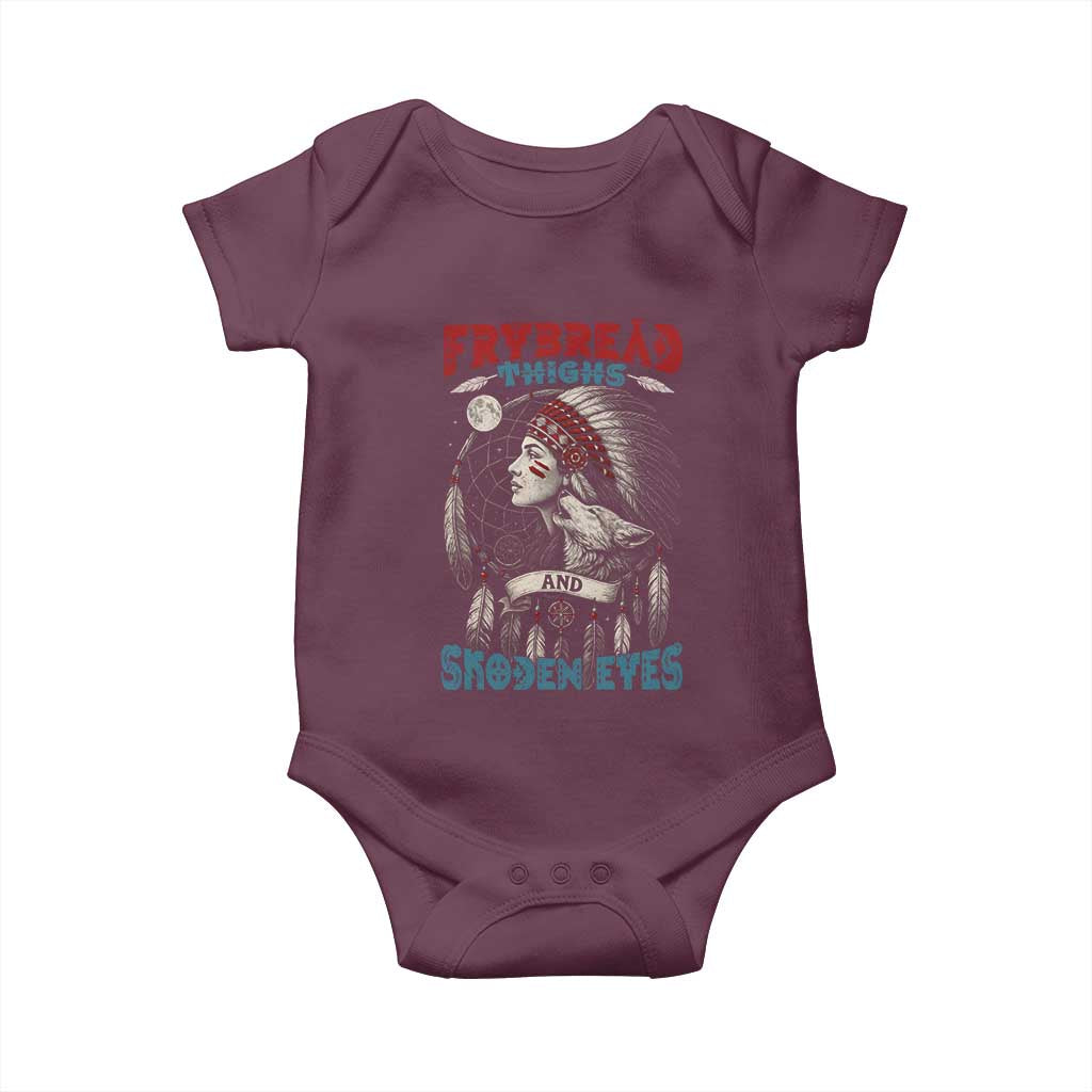 Native American Women Baby Onesie Frybread Thighs Skoden Eyes Dreamcatcher TS11 Maroon Print Your Wear