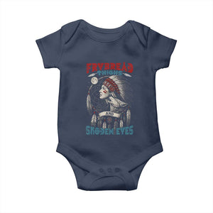 Native American Women Baby Onesie Frybread Thighs Skoden Eyes Dreamcatcher TS11 Navy Print Your Wear