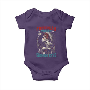 Native American Women Baby Onesie Frybread Thighs Skoden Eyes Dreamcatcher TS11 Purple Print Your Wear