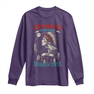 Native American Women Long Sleeve Shirt Frybread Thighs Skoden Eyes Dreamcatcher TS11 Purple Print Your Wear