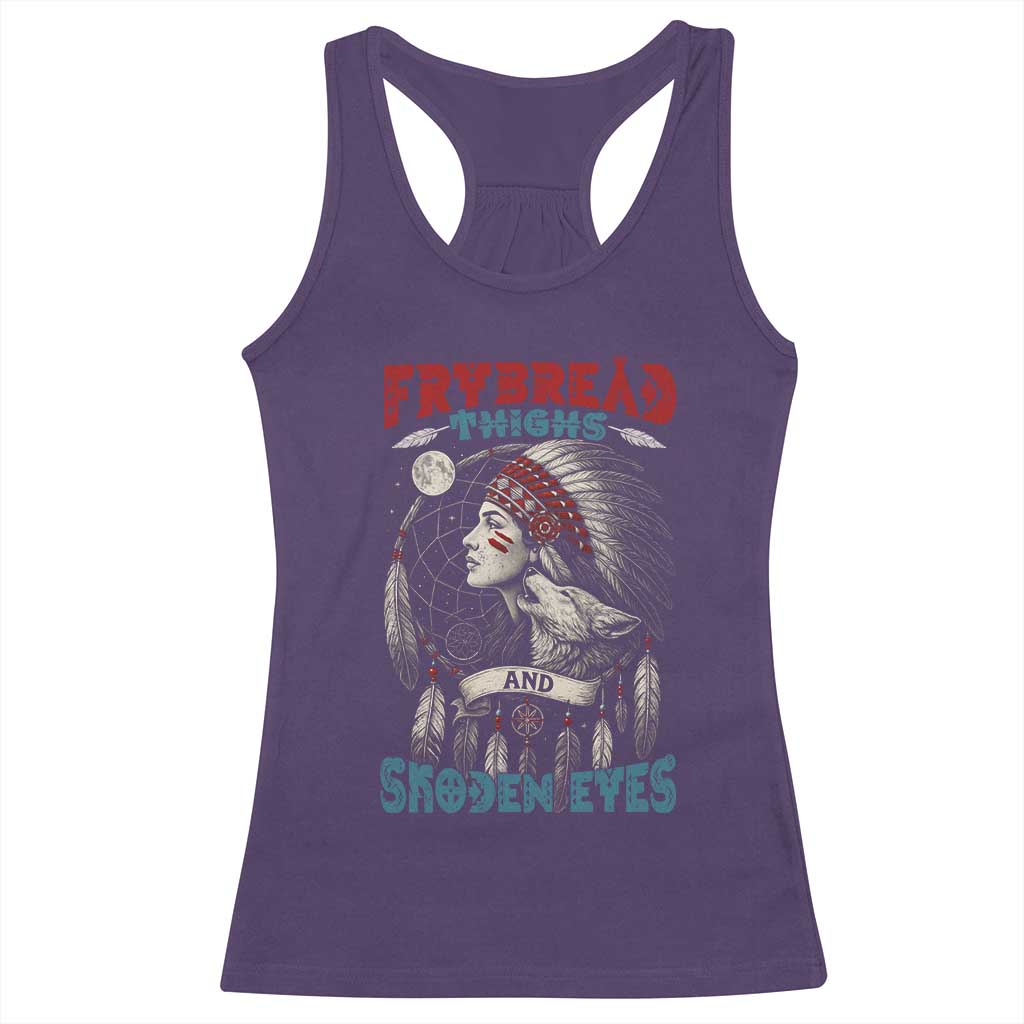Native American Women Racerback Tank Top Frybread Thighs Skoden Eyes Dreamcatcher TS11 Purple Print Your Wear