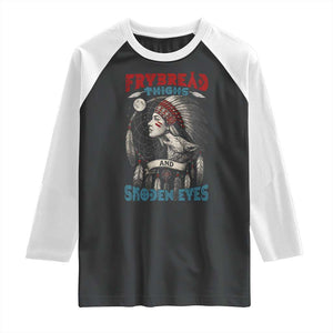 Native American Women Raglan Shirt Frybread Thighs Skoden Eyes Dreamcatcher TS11 Black White Print Your Wear