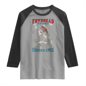 Native American Women Raglan Shirt Frybread Thighs Skoden Eyes Dreamcatcher TS11 Sport Gray Black Print Your Wear