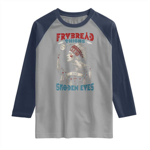 Native American Women Raglan Shirt Frybread Thighs Skoden Eyes Dreamcatcher TS11 Sport Gray Navy Print Your Wear