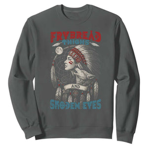 Native American Women Sweatshirt Frybread Thighs Skoden Eyes Dreamcatcher TS11 Dark Heather Print Your Wear
