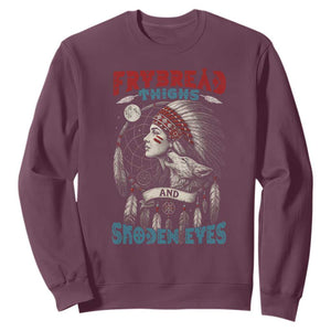 Native American Women Sweatshirt Frybread Thighs Skoden Eyes Dreamcatcher TS11 Maroon Print Your Wear