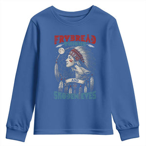 Native American Women Youth Sweatshirt Frybread Thighs Skoden Eyes Dreamcatcher TS11 Royal Blue Print Your Wear
