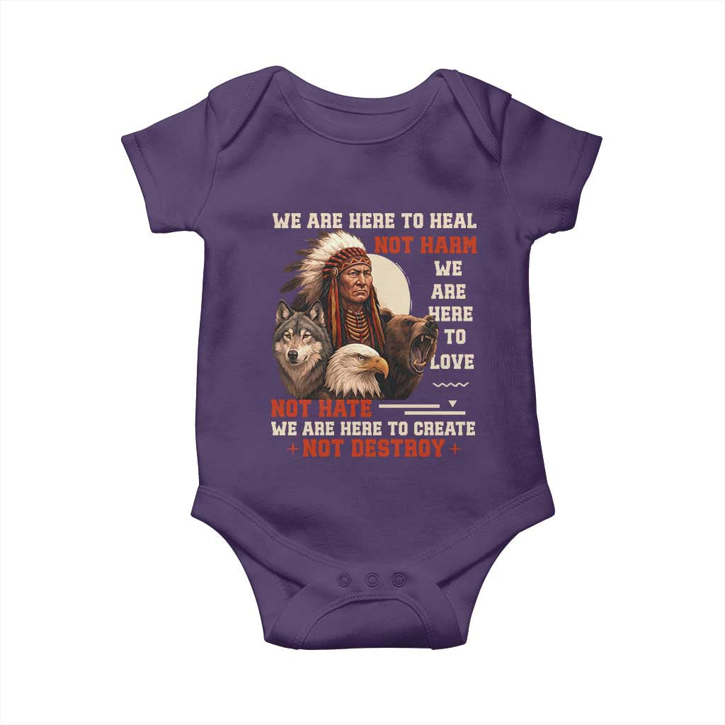 Native American Baby Onesie We Are Here To Heal Not Harm We Are Here To Love Not Hate TS11 Purple Print Your Wear