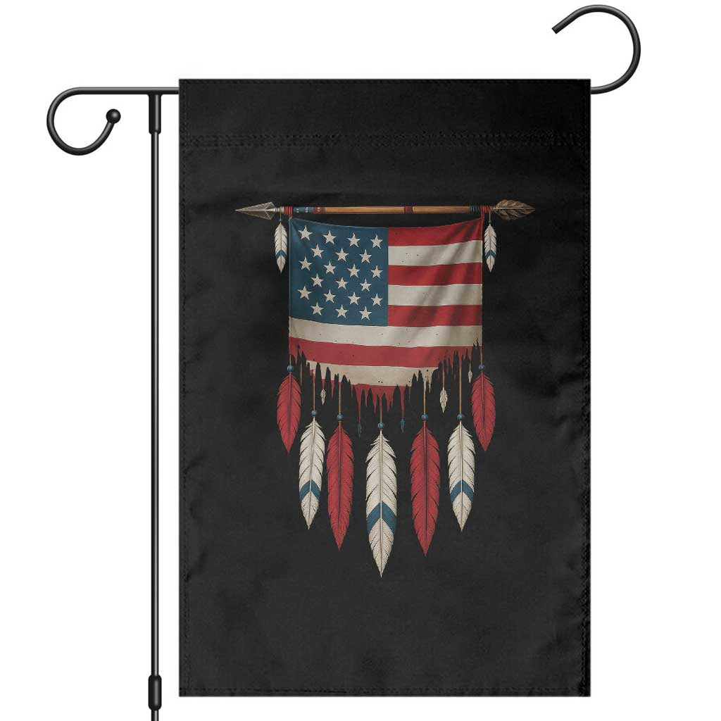 Native American Vintage Feathers USA Flag Garden Flag TS11 Black Print Your Wear