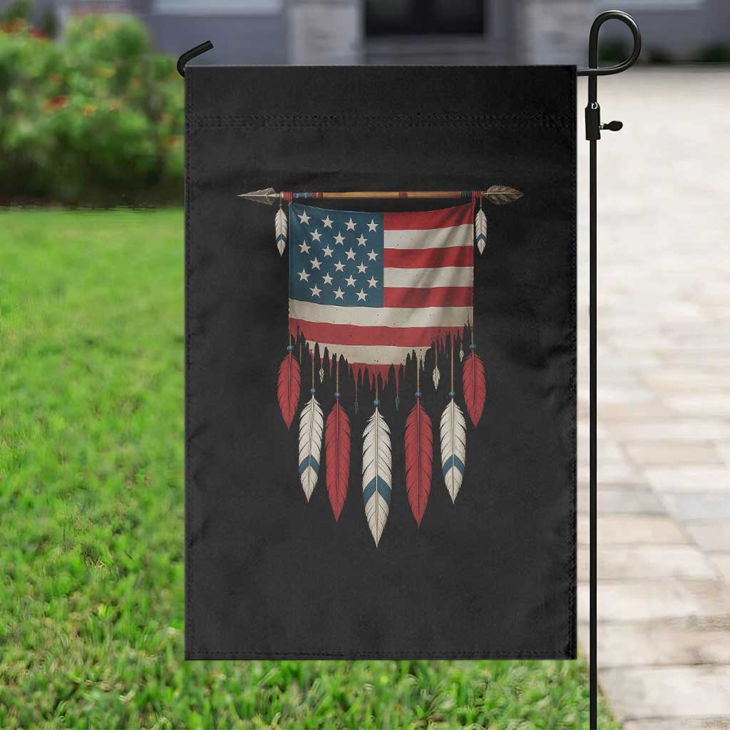 Native American Vintage Feathers USA Flag Garden Flag TS11 Print Your Wear