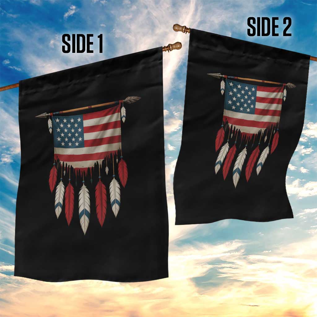 Native American Vintage Feathers USA Flag Garden Flag TS11 Print Your Wear