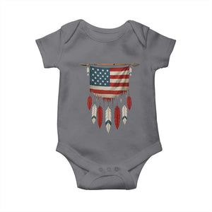Native American Vintage Feathers USA Flag Baby Onesie TS11 Charcoal Print Your Wear