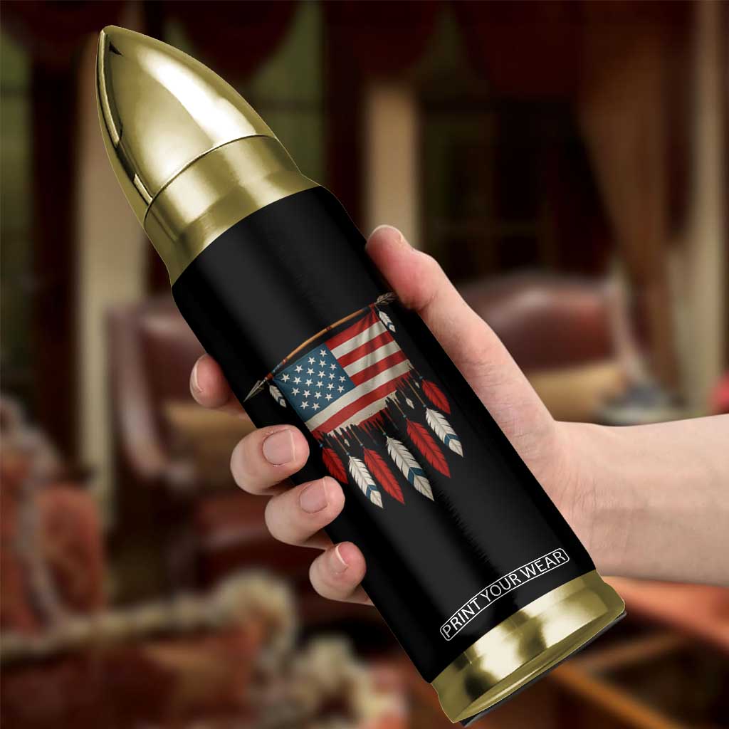 Native American Vintage Feathers USA Flag Bullet Tumbler TS11 Print Your Wear