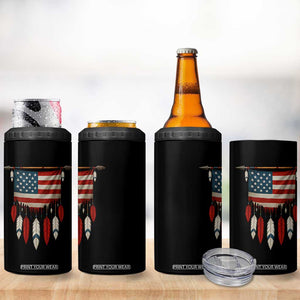 Native American Vintage Feathers USA Flag 4 in 1 Can Cooler Tumbler TS11 Print Your Wear