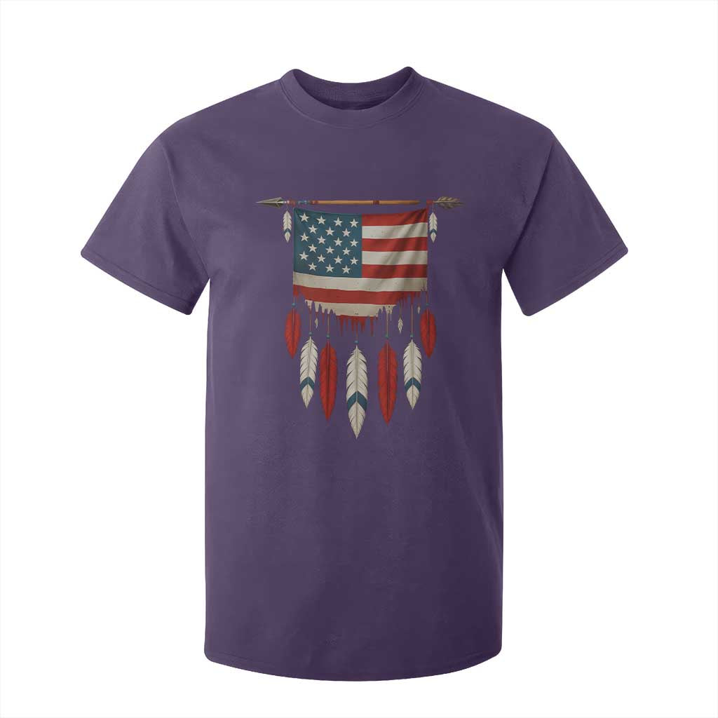Native American Vintage Feathers USA Flag T Shirt For Kid TS11 Purple Print Your Wear