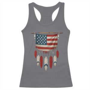 Native American Vintage Feathers USA Flag Racerback Tank Top TS11 Charcoal Print Your Wear