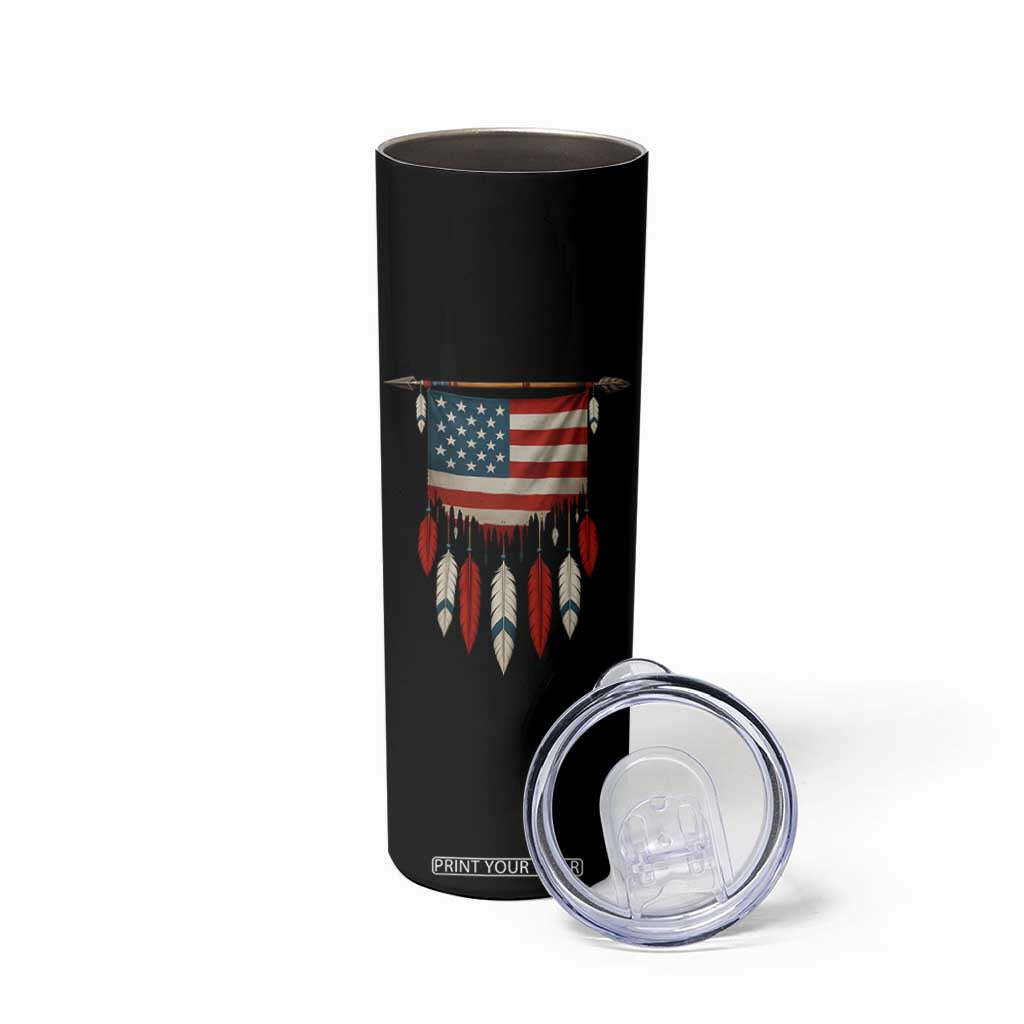 Native American Vintage Feathers USA Flag Skinny Tumbler TS11 Print Your Wear