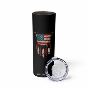 Native American Vintage Feathers USA Flag Skinny Tumbler TS11 Print Your Wear