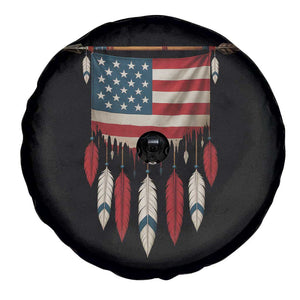 Native American Vintage Feathers USA Flag Spare Tire Cover TS11 Print Your Wear