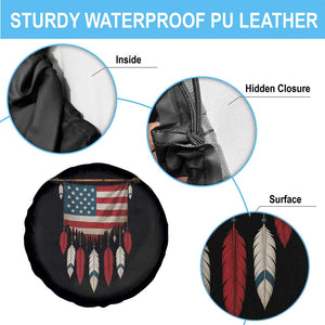 Native American Vintage Feathers USA Flag Spare Tire Cover TS11 Print Your Wear