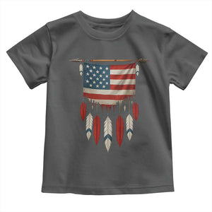 Native American Vintage Feathers USA Flag Toddler T Shirt TS11 Dark Heather Print Your Wear