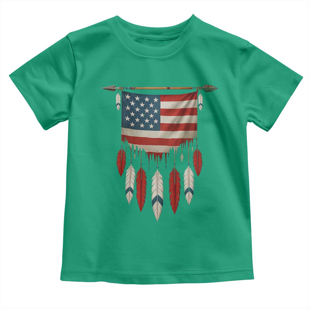 Native American Vintage Feathers USA Flag Toddler T Shirt TS11 Irish Green Print Your Wear