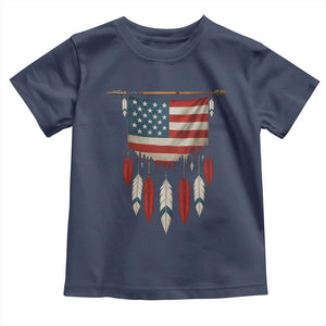 Native American Vintage Feathers USA Flag Toddler T Shirt TS11 Navy Print Your Wear