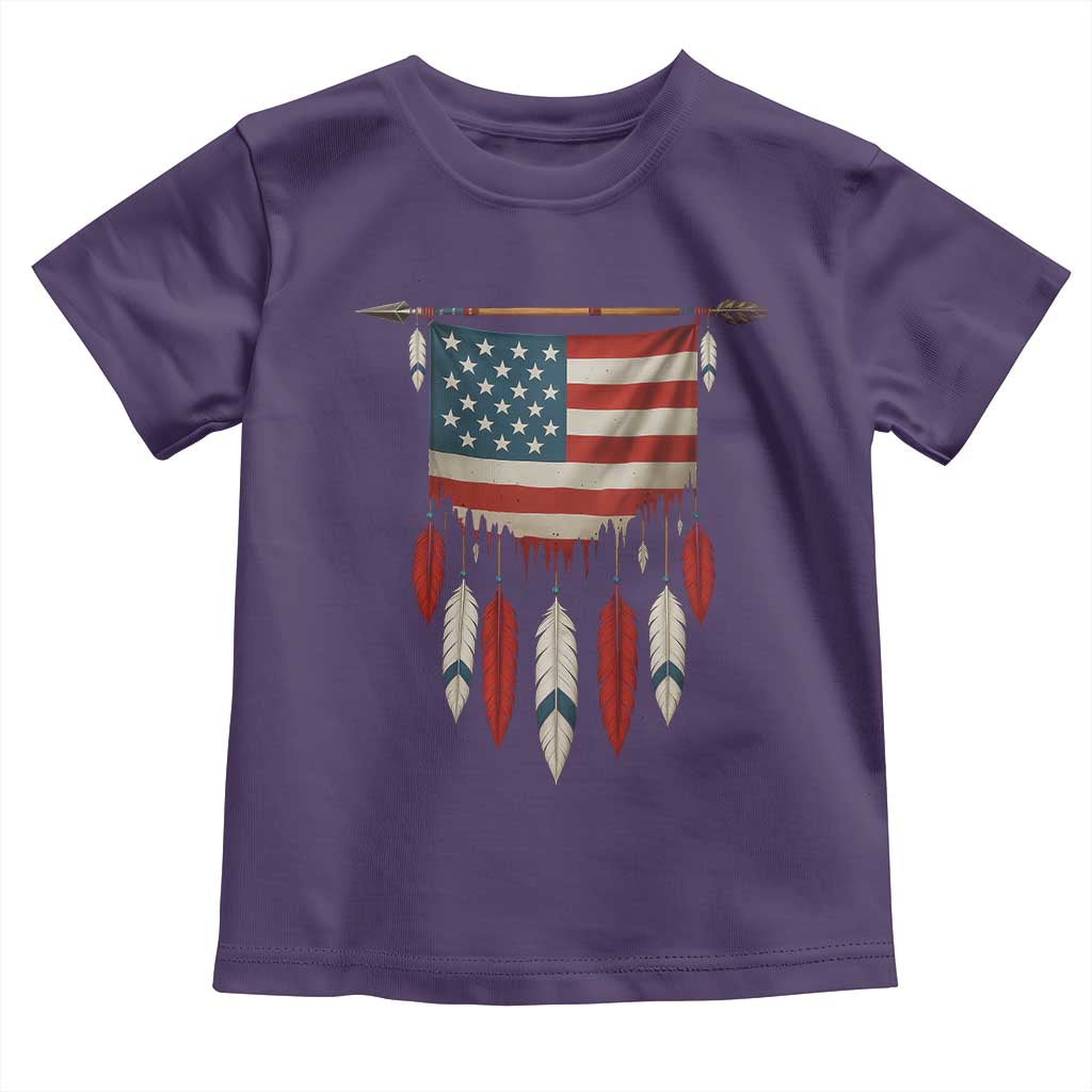Native American Vintage Feathers USA Flag Toddler T Shirt TS11 Purple Print Your Wear