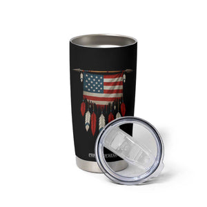 Native American Vintage Feathers USA Flag Tumbler Cup TS11 Print Your Wear