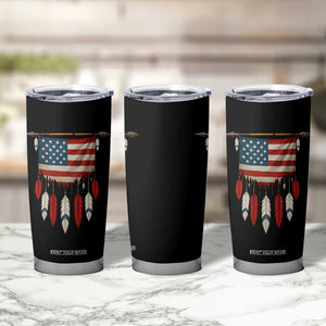 Native American Vintage Feathers USA Flag Tumbler Cup TS11 Print Your Wear