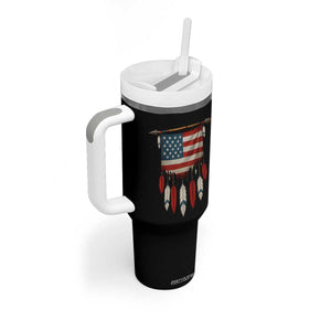 Native American Vintage Feathers USA Flag Tumbler With Handle TS11 Print Your Wear