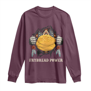 Frybread Power Long Sleeve Shirt Native American Indian Food TS11 Maroon Print Your Wear