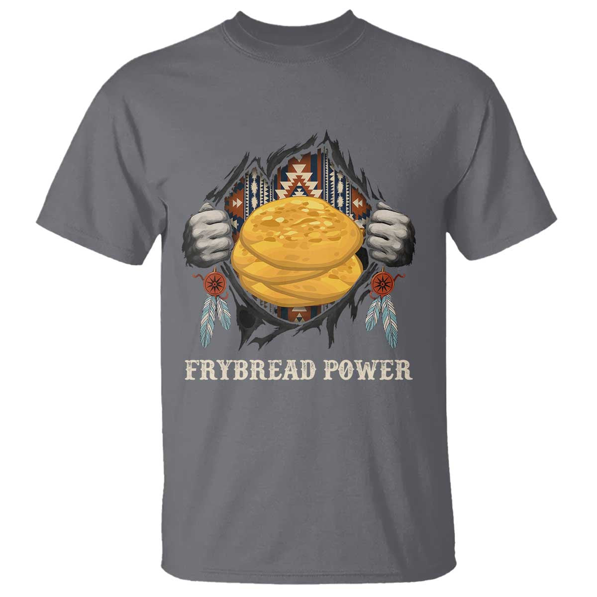 Frybread Power T Shirt Native American Indian Food TS11 Charcoal Print Your Wear