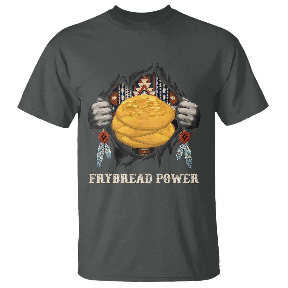 Frybread Power T Shirt Native American Indian Food TS11 Dark Heather Print Your Wear