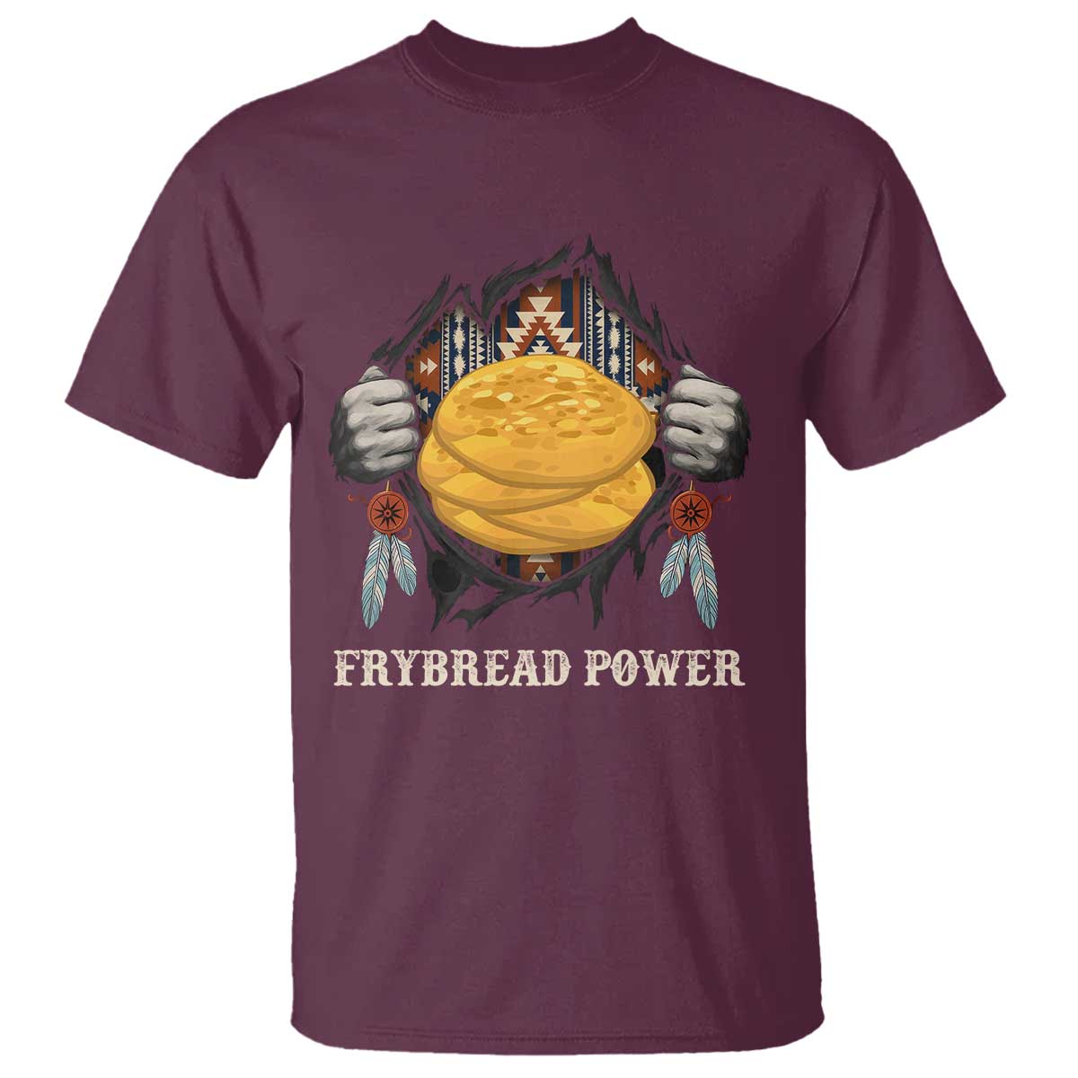 Frybread Power T Shirt Native American Indian Food TS11 Maroon Print Your Wear