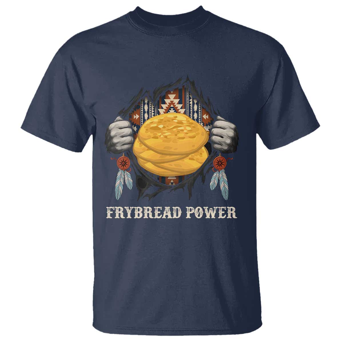 Frybread Power T Shirt Native American Indian Food TS11 Navy Print Your Wear